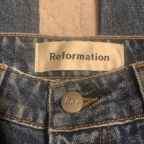 🎉Host Pick 2 times 🎉NWOT Reformation Fawcett Jeans Celtic Raw hem button fly - Picture 7 of 16